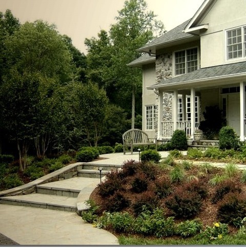 Natural Stone Pavers Front YardDesign Ideas For A Mid-sized Transitional Full Sun Front Yard Stone Garden