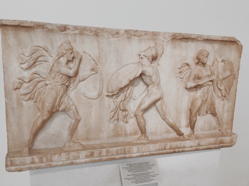 relief slab from a frieze depicting an amazonomachy.national archaeological museum in athens, greece