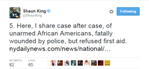 lagonegirl:  4mysquad:  From #TamirRice to #EricGarner to #CedricChatman to #TanishaAnderson #BLACKLIVESMATTER #StayWoke  http://www.nydailynews.com/news/national/king-cops-show-no-remorse-victims-brutality-article-1.2499080 
