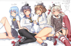 admiral, amatsukaze, hatsukaze, tokitsukaze, and yukikaze (kantai collection) drawn by imazon - Danbooru