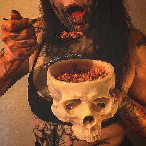 it’s the blood milk for me my hand made skull bowls ONLY AT www.Catacombs.us (CatacombCulture.com) &