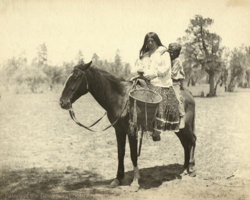 pogphotoarchives: Daughter of Chief Alchise on horseback with boy, White River Apache Indian Reservation, ArizonaPhotographer: Carl WerntzDate: 1900?Negative Number 037414