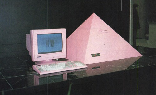 Item: pastel pink home computer console with hardware to electronically harness Pyramid Power