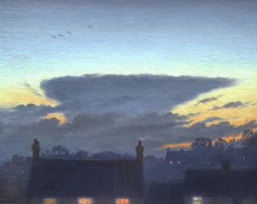huariqueje: Look Up  -   Steven OutramBritish,b.1953 -Oil on board, ,20 x 25 cm