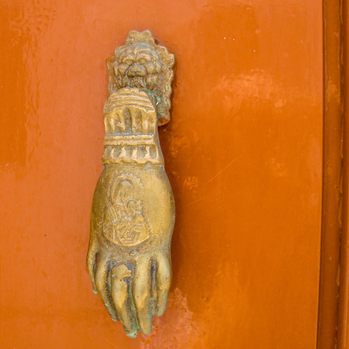 Grab my hand No 2.Door knocker in Lindos, Rhodes 2015.