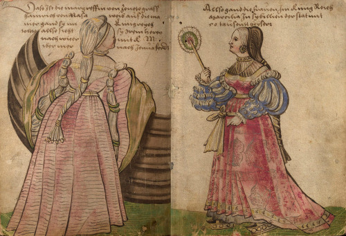 Spanish costumes from the “Trachtenbuch” by Christoph Weiditz, 1530s;Lady and gentleman 