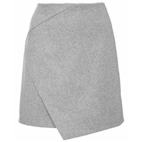 Cross Over Mini Wool Skirt in Gray ❤ liked on Polyvore (see more grey mini skirts)