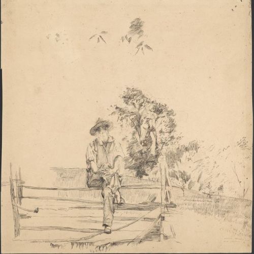 This sketch by William Wallace Gilchrist is from the E. Scully Bradley papers. Bradley, a scholar, a