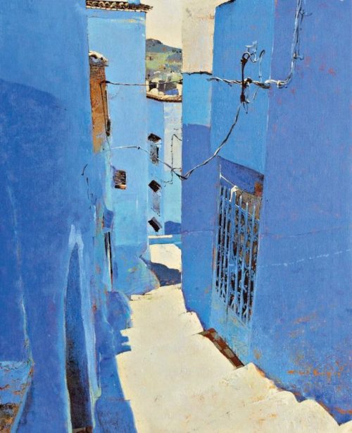 Chaouen    -    Magi PuigCatalan, b.1966-Oil on canvas , 100 × 81 cm