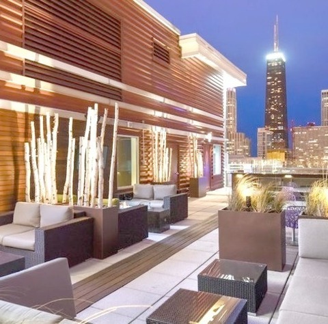 Deck - Contemporary DeckLarge Fashionable Rooftop Deck Image Showing A Fire Pit Without A Cover