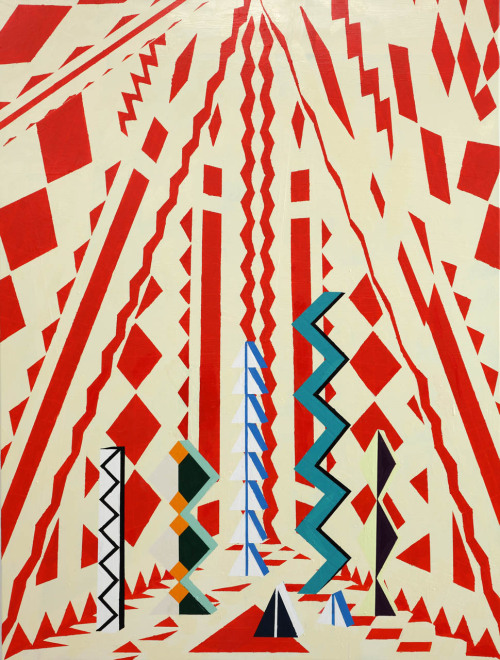 terminusantequem:Farah Atassi (Belgian, b. 1981), Zig-Zag Composition, 2015. Oil and glycerin on canvas, 185 x 140 cm