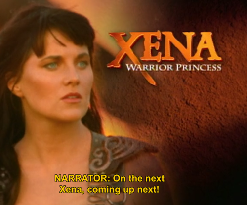 musingsofaraven:xenagabrielle-af-blog:only on Xena will an episode trailer that asks “Who is t