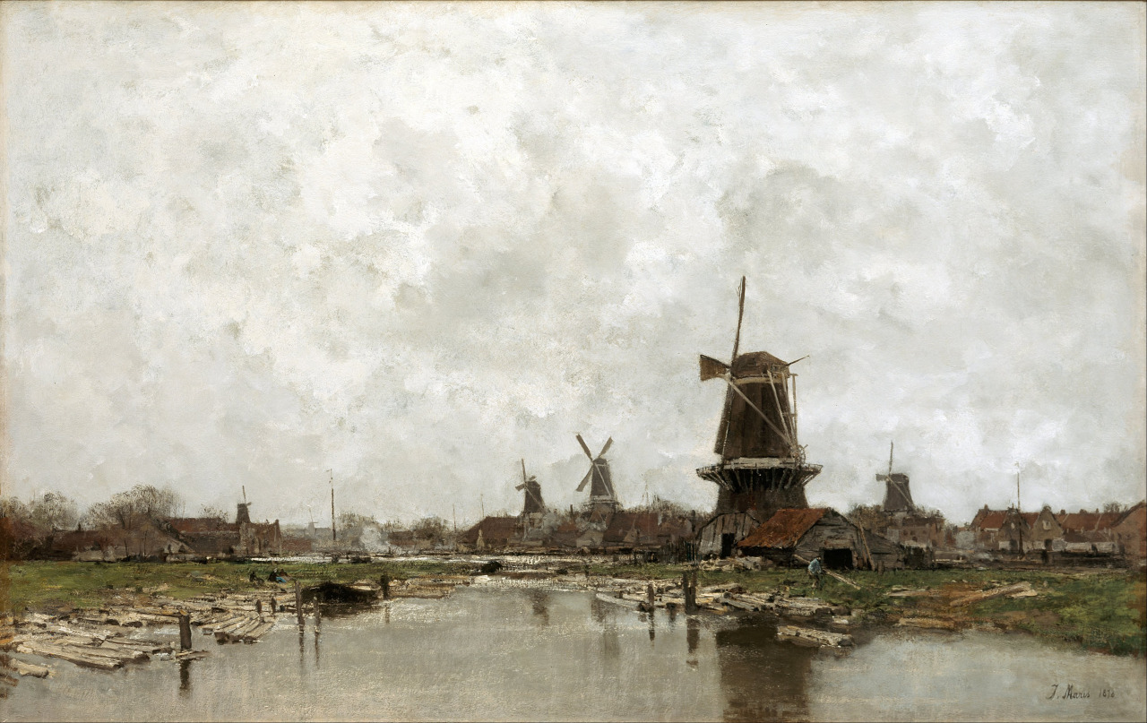 Jacob Maris (The Hague 1837 - Karlsbad 1899); The five windmills, 1878; oil on canvas;