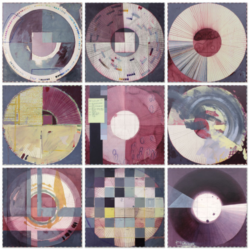 Ellen Heck (American, b. Austin, TX, USA) - San Francisco Color Wheels: Aubergine, 2014   Mixed Medi