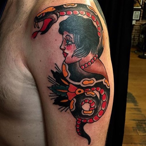 Snake Charmer by @johnreardontattoos at #greenpointtattooco #brooklyn #nyc #tattoo #realtattoos (at 