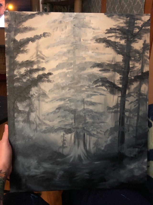 fuckingfreezerpops:Spooky vibes for last nights painting