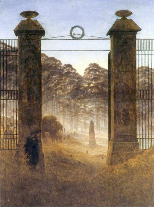 artist-friedrich:The Cemetery Entrance, Caspar David Friedrich