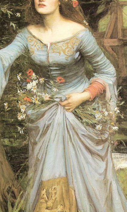 frail-eternity:Ophelia (details) - John William Waterhouse, 1894 and 1910