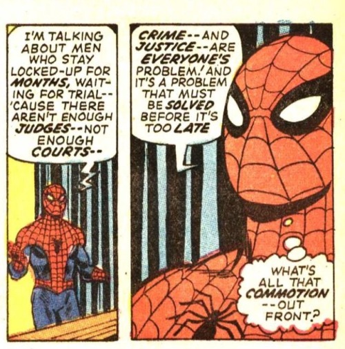 thefingerfuckingfemalefury:funnypages:Topical in 1971, topical nowAmazing Spider-Man #99<3 Now th