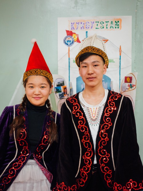 Mongolian students representing Kyrgyzstan