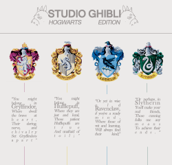 pentragons: Studio Ghibli!AU → Hogwarts (Click images for larger size!) “Hogwarts School of Witchcraft and Wizardry is a British wizarding boarding school teaching the magical arts. Children with magical abilities may be enrolled at birth, and acceptance