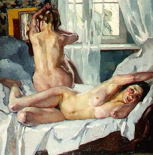 Morning, Unknown Dateby Leo Putz (Art Nouveau, Impressionism; Tyrolean - Italian, 1869 - 1940)