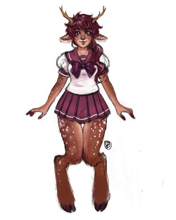 sammiegscribbles:Having fun with a monster character generator! Faun girl in a sailor suit!