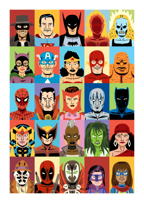 jackteagle: Heroes - Created as a print for Gosh Comic’s 30th anniversary. Prints available soon fr