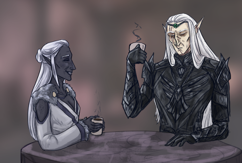 SENIORS CLUB. ESO chars! @lucianapullo ‘s lovely Thalis and my Caelieos having tea,, discussing how 