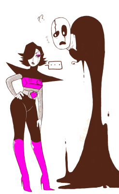 accelinx:  (hi i just finished undertale) I feel like since Gaster really has no set height he’d just prefer to be taller than anyone he stands next to so I put him next to giant sexy robot (who’s probably like 7′0″ or smthn idk) Bonus:   rofl