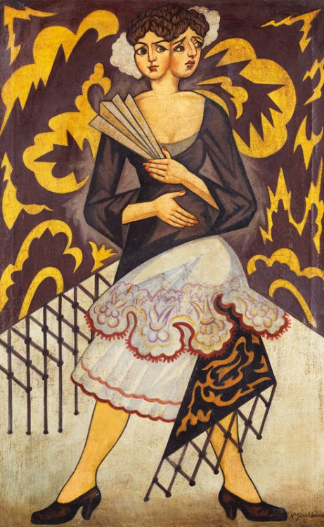 amare-habeo: Natalia Goncharova (Russian, 1881-1962) Spanish Woman with a Fan (Femme espagnole 