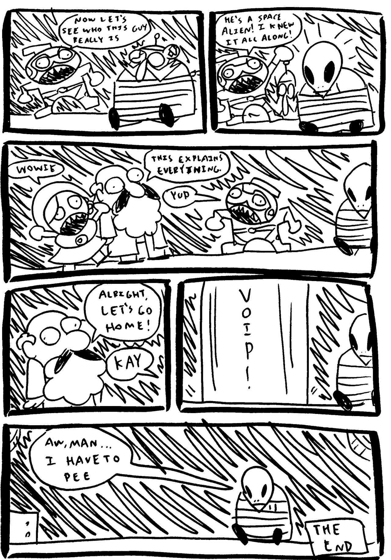 Here’s a dumb comic I made for school. My main goal was to make an, “Anti-Story”.