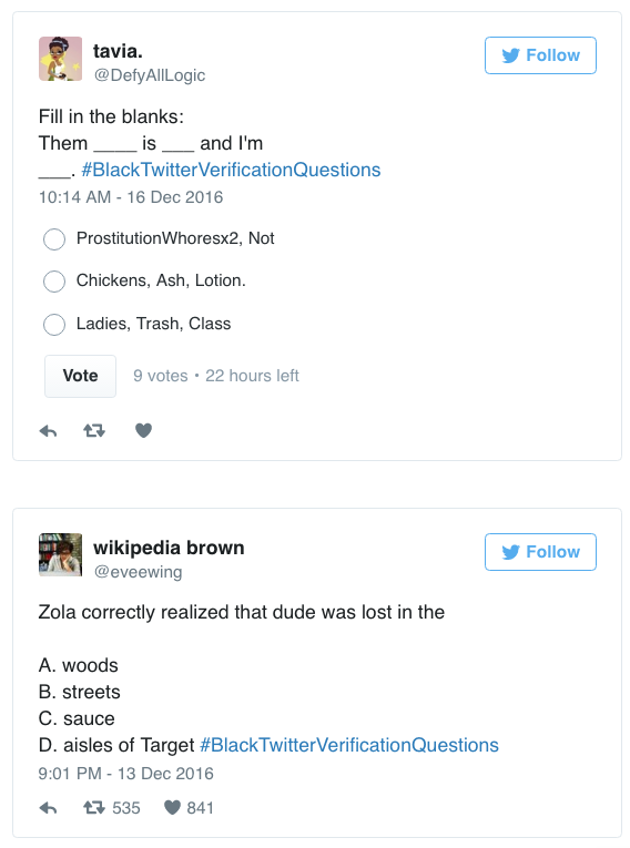 ladynakia:  the-movemnt: #BlackTwitterVerificationQuestions is Black Twitter’s