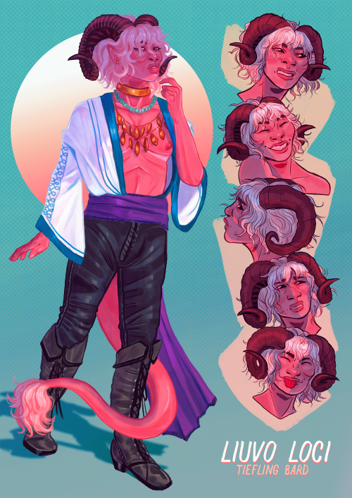 anonbeadraws: Character sheet commission for @kurgy of their Tiefling Bard Liuvo Loci!✨commission in