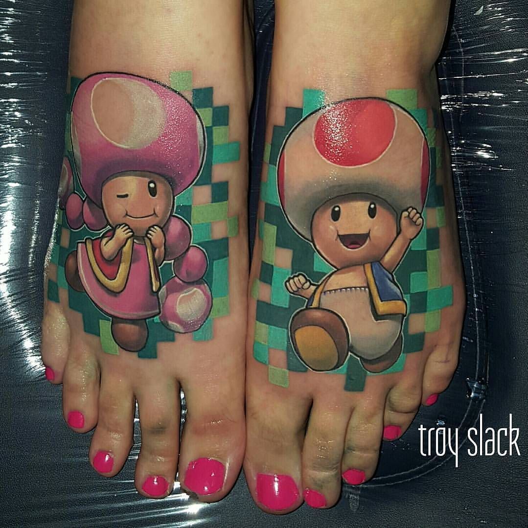 tattoosnob:  Super Mario Brothers by @prhymesuspect at @frontyardtattoo in Mount