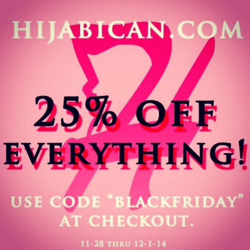 25% off everything using code “blackfriday” at checkout! Includes maxi jersey hijabs, lo