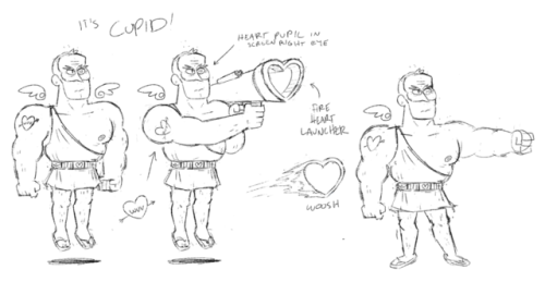 cartoonfuntime:My original concept drawings for Cupid from one of tonight’s new OK KO episodes