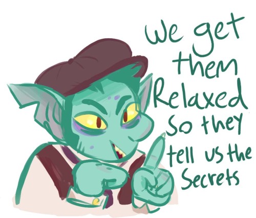 accessible-d20: tandemunicycle: sweetie no- [ID: a cartoony sketch of riz, a goblin with light green