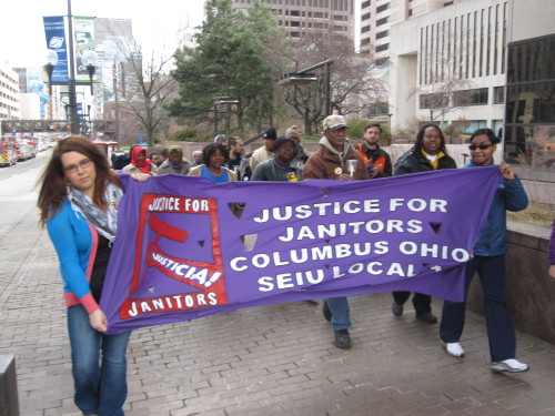 Columbus janitors held a prayer vigil downtown yesterday! They joined with local clergy to pray for 