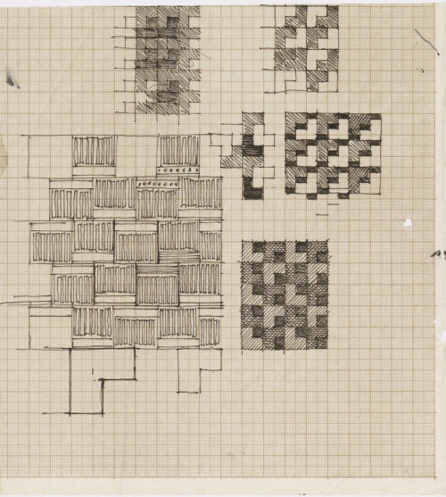 Arne Jacobsen, design drawing for textile design, 1960s. Denmark. Via kunstbib.dk