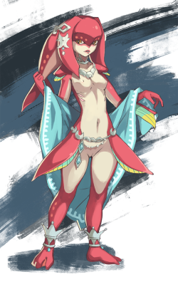 vinsmousseux: A set of two pin-up commissions of Mipha from Breath of the Wild. these sexy fishies &gt; .&lt;