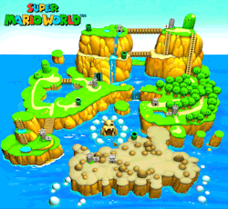 toonimated:This is my third videogame fanart enviornment: Super Mario World!  Wanted to do a videogame map for a while. Stumbled upon the Super Mario World map and gave it a try. Decided to make a gif out of it too! 