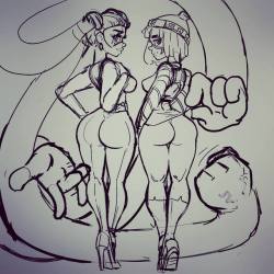 karlaaldanafuta:A little pice I’m working on preparing for the release of Arms.  The waifu wars is about to begin.  On one corner Twintelle and her Fist-o-matics and in the other MinMin with the Fingernator. Who will win? DECIDE!