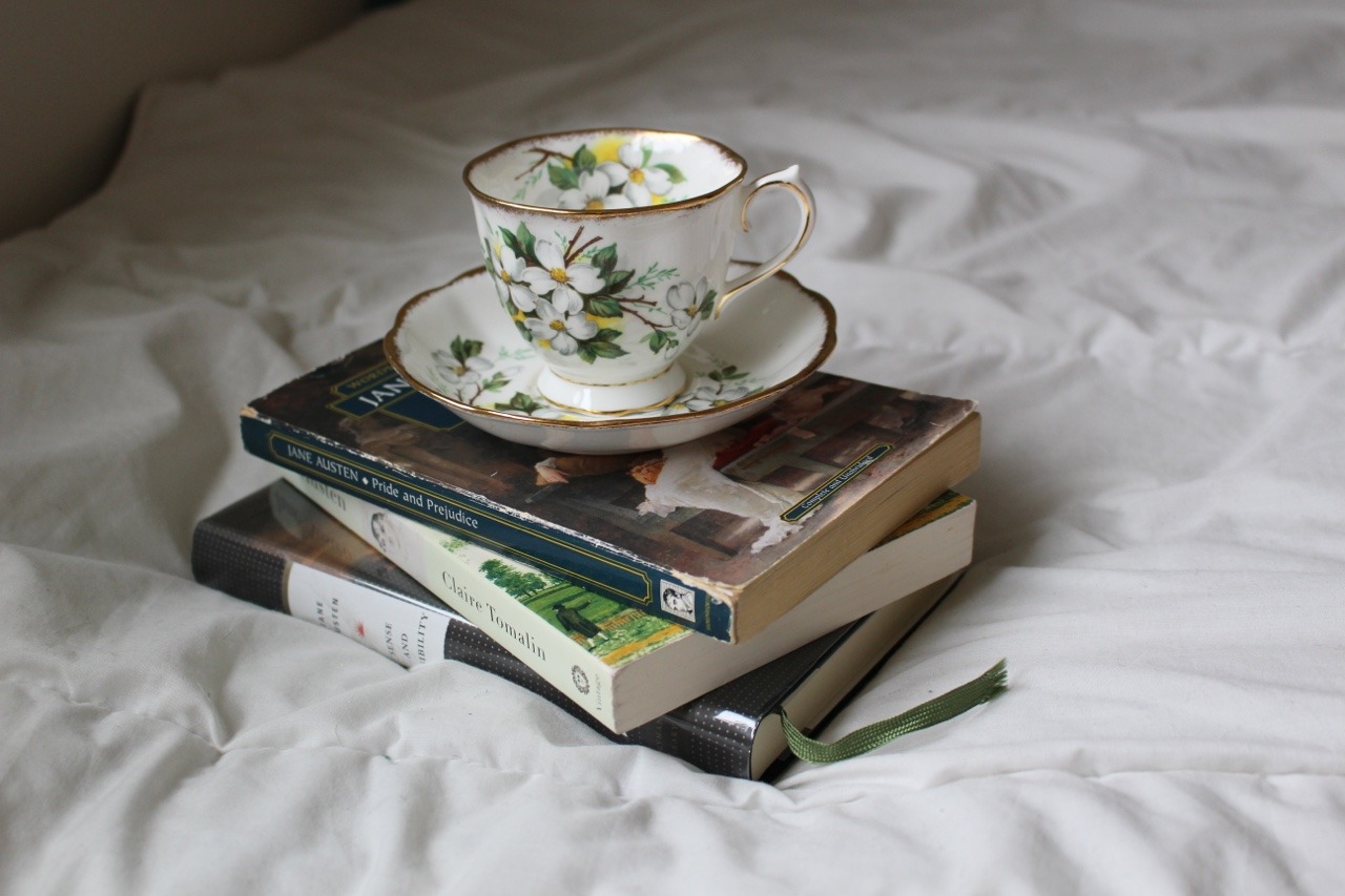 ellidaniels: Tea and a little Jane Austen to get this morning started.