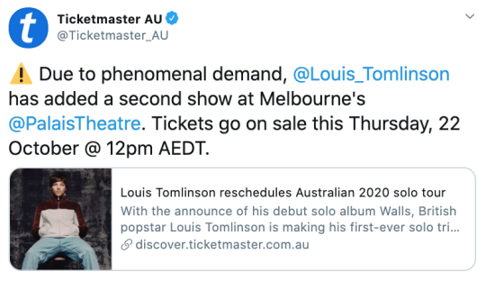 Ticketmaster Australia on twitter - 18.10