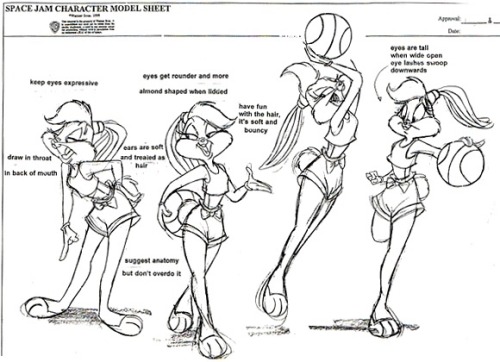 ‪Model sheets for Bugs Bunny and Lola Bunny. Bugs’s design changed a few times, though it has been m