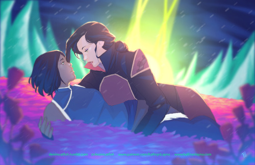 i-am-extremely-mad:denimcatfish:Korrasami personal commission done back in Feb. Had to wait a bit be