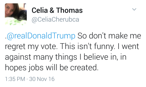 wilwheaton: micdotcom: Some Trump voters are already feeling buyers’ remorse Oh, that’s too bad. It’s almost like you’re really stupid people who got conned. Silver lining, though: all the racism, bigotry, misogyny, homophobia and Islamophobia