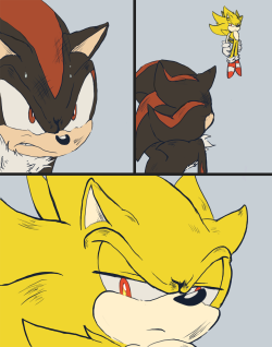 unleashed-rage:  I like the flat color version too. Bonus condescending dark Sonic.