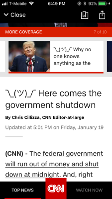 tvlovestransformers: novitiate2017:  novitiate2017:  cnn really put ¯\_(ツ)_/¯ in a headline about the looming government shutdown  they literally used it two more times throughout the article  Even CNN’s done with this shit 